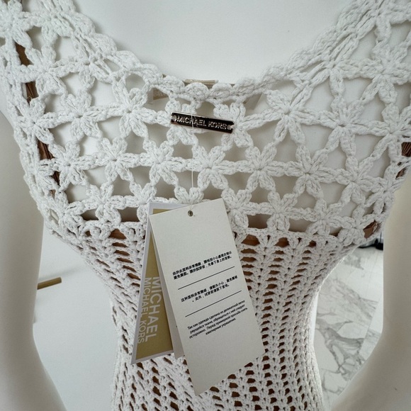 Michael Kors White Crochet Dress Size XXS NWT Removable Liner - Picture 4 of 10